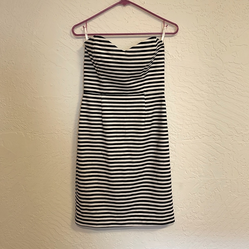 Anthropologie Corey Lynn Calter strapless black and white stripe dress Size M